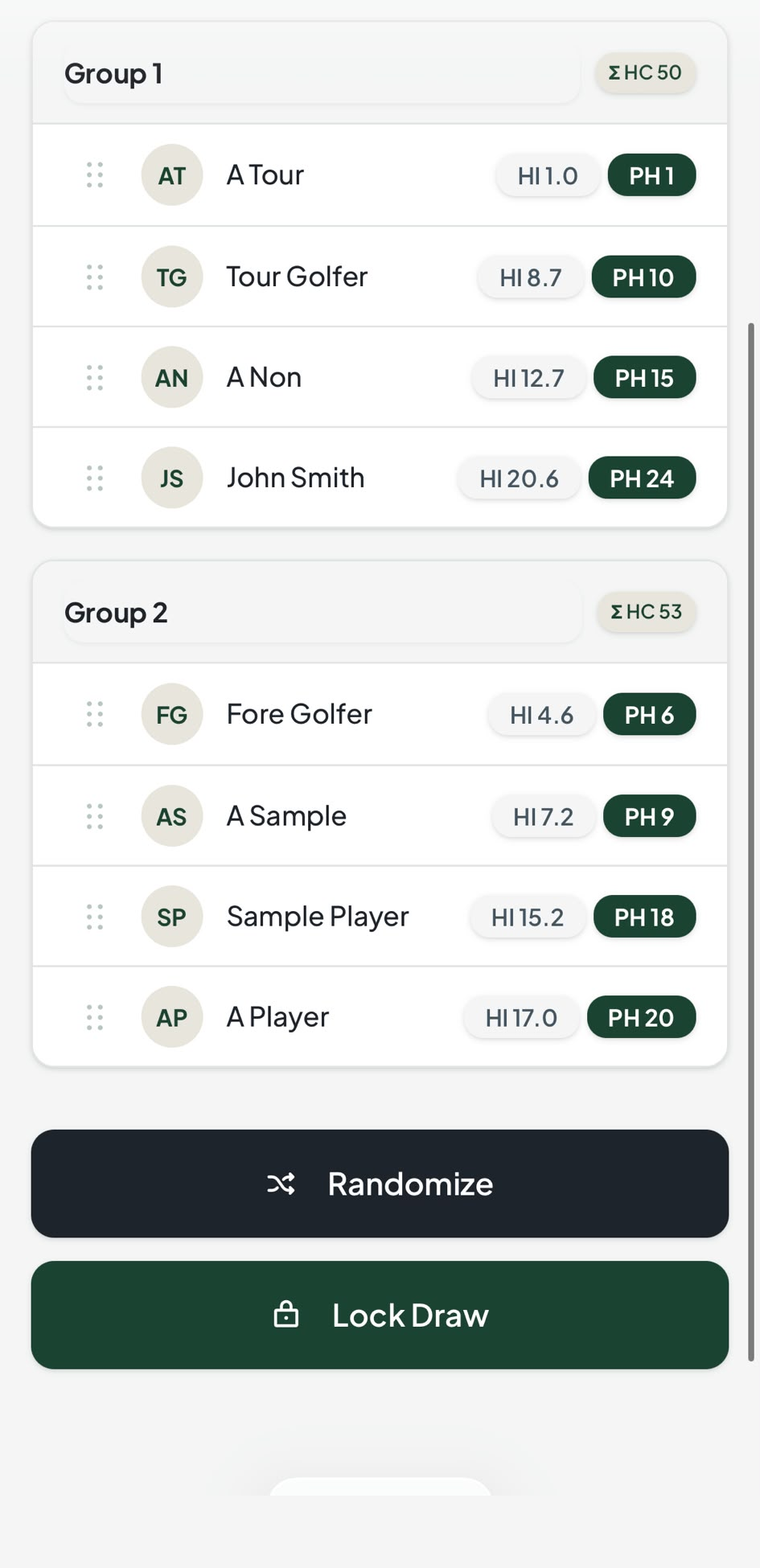 Team draw