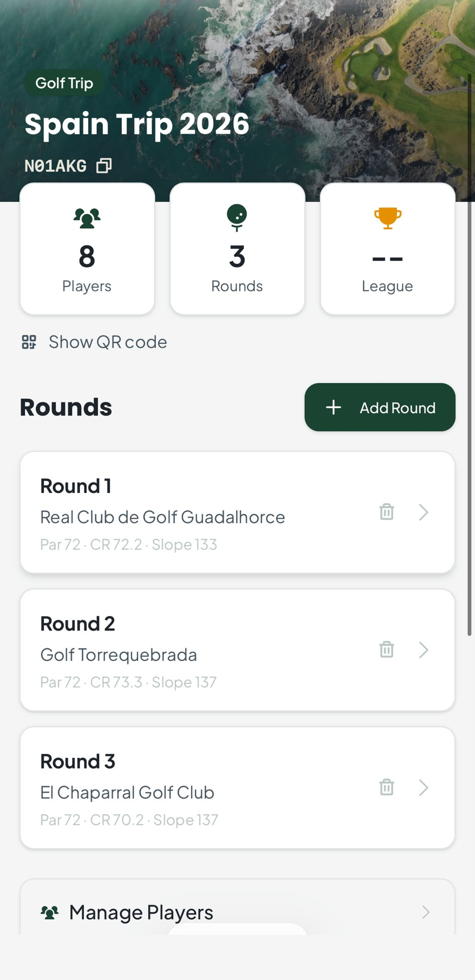 Fore Tour trip dashboard on iPhone